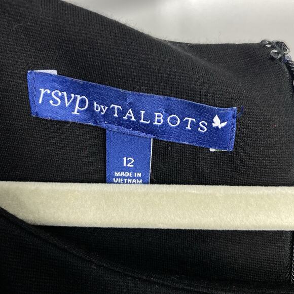 Talbots Sleeveless Shift Dress Women size 12 Black Lace Hem - Picture 7 of 9